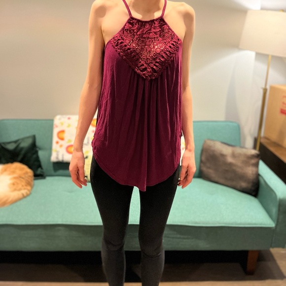 Red Lace Tank Top - Picture 1 of 4